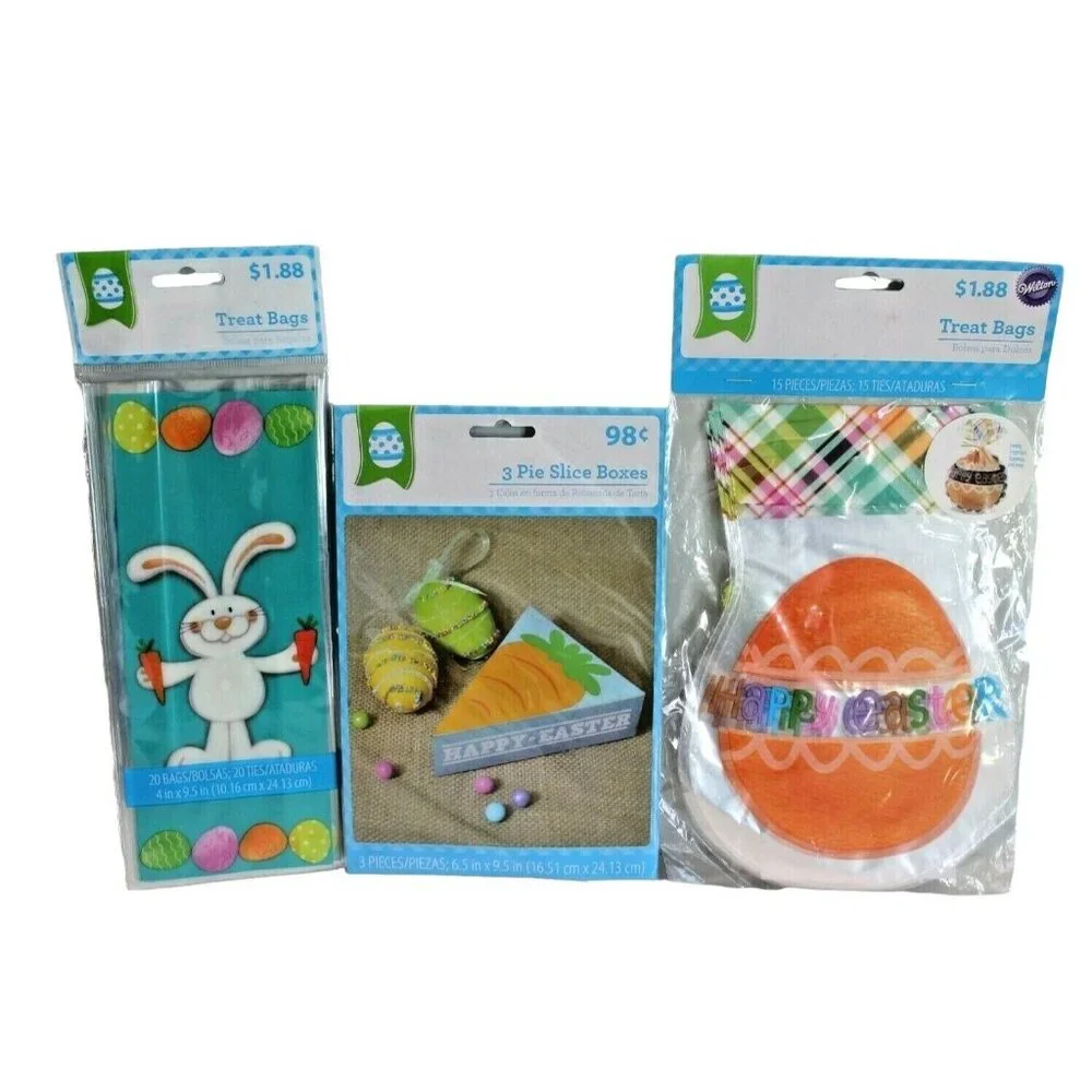 BULK LOT Easter Candy Party Favors Treat Bags and Pie Box‎ Egg Hunt
